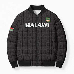 Custom Malawi Football Bomber Puffer Jacket Come On Flames - Black