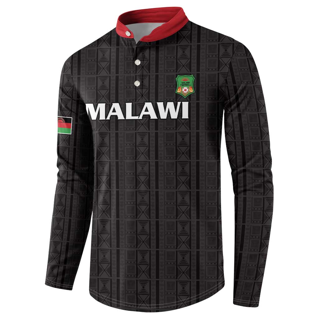 Custom Malawi Football Button Sweatshirt Come On Flames - Black