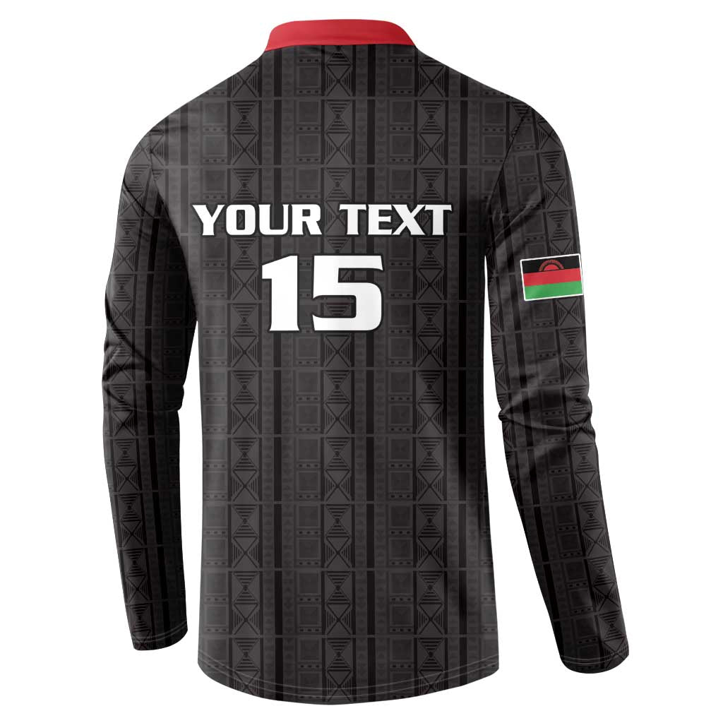 Custom Malawi Football Button Sweatshirt Come On Flames - Black