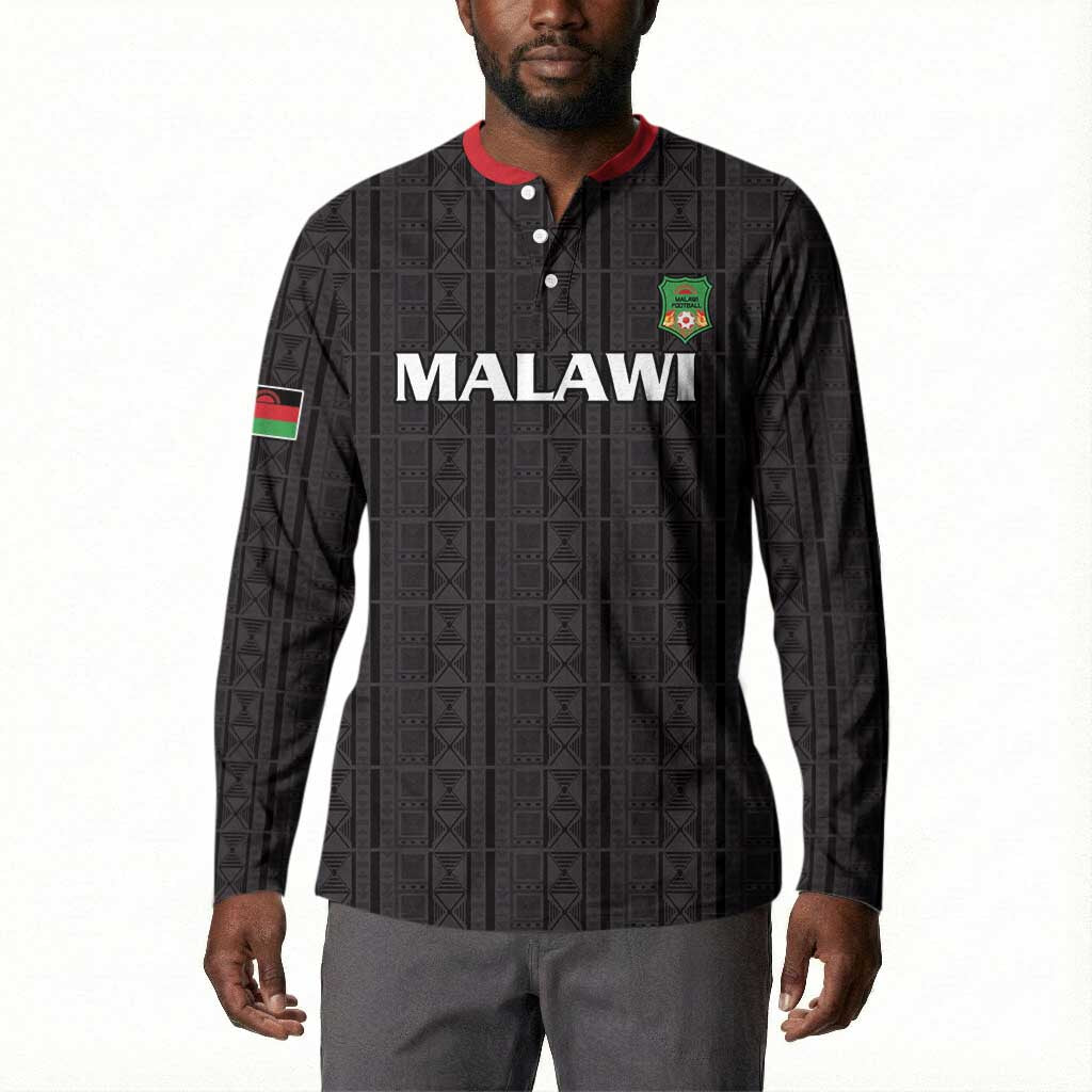 Custom Malawi Football Button Sweatshirt Come On Flames - Black