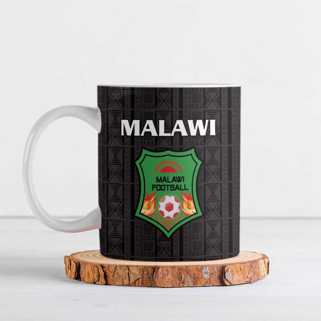 Custom Malawi Football Ceramic Mug Come On Flames - Black