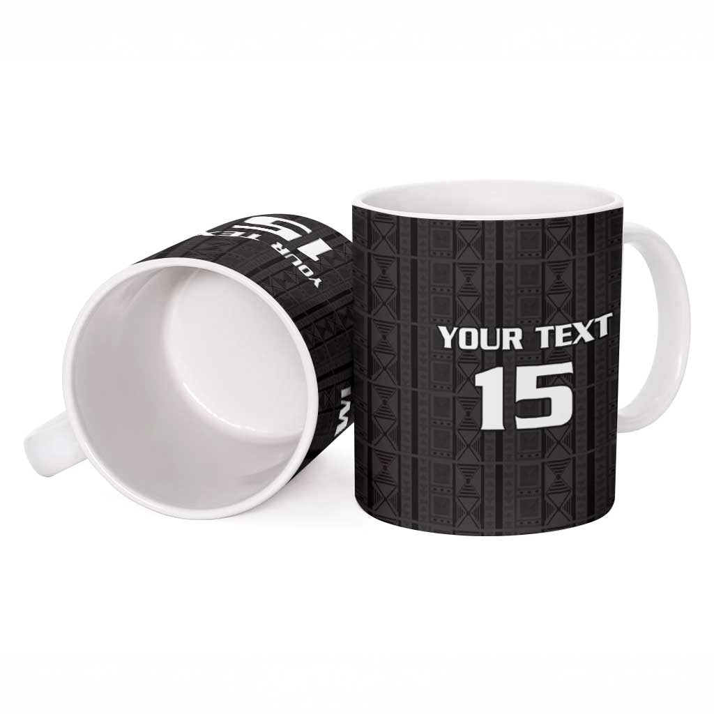 Custom Malawi Football Ceramic Mug Come On Flames - Black