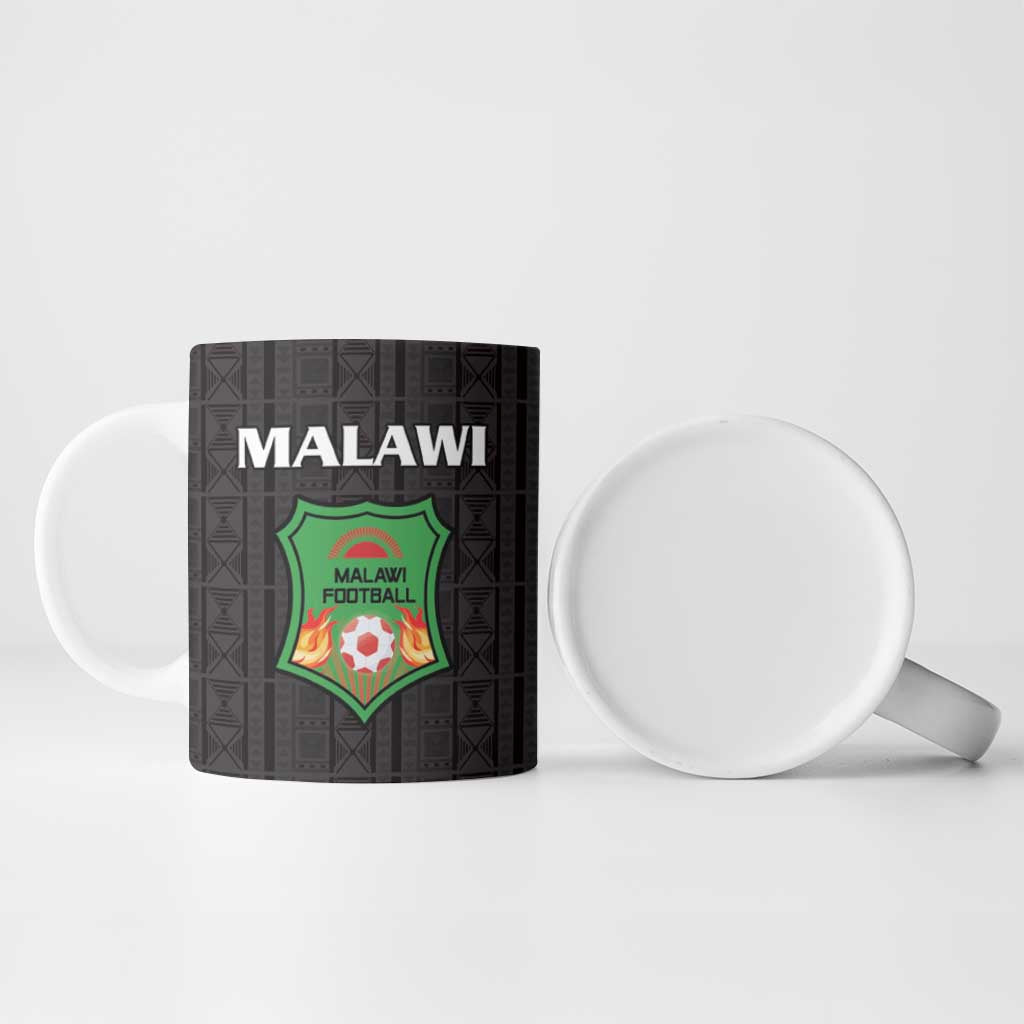 Custom Malawi Football Ceramic Mug Come On Flames - Black