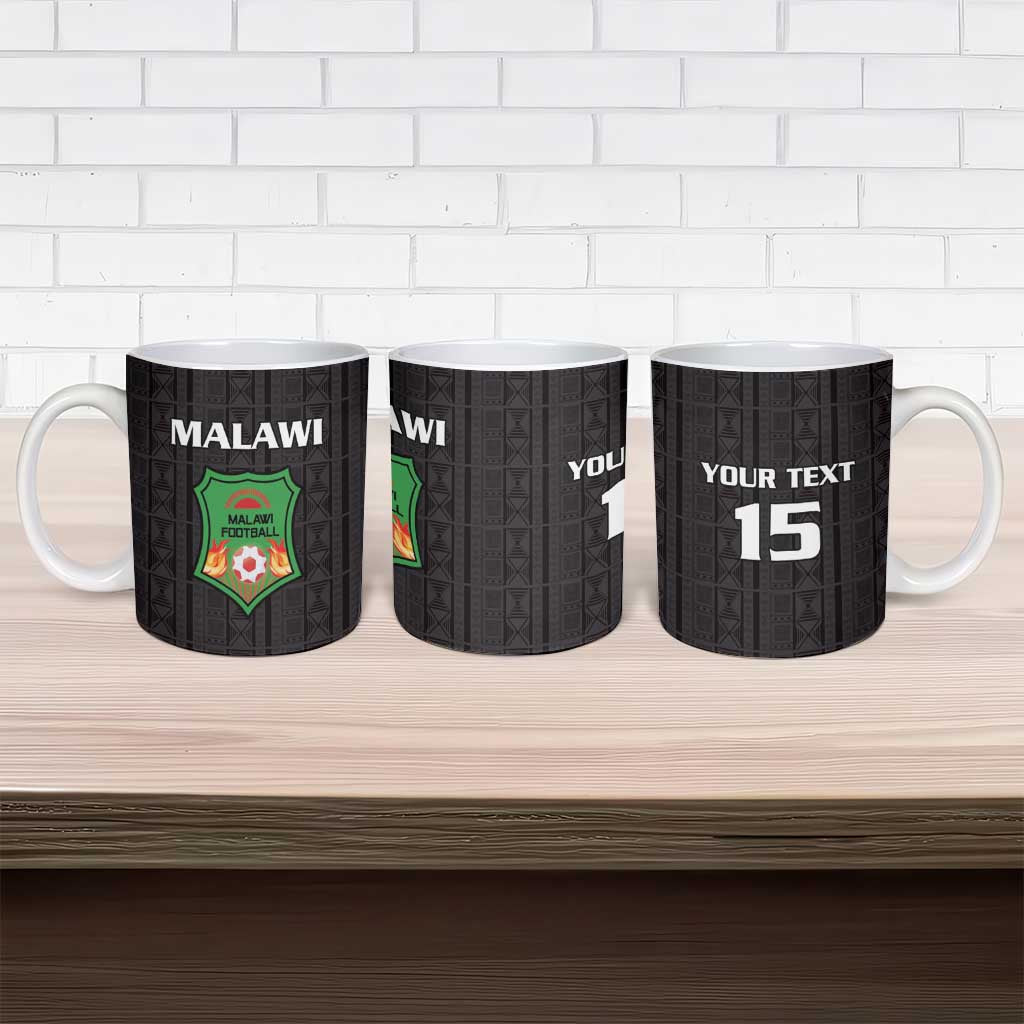 Custom Malawi Football Ceramic Mug Come On Flames - Black