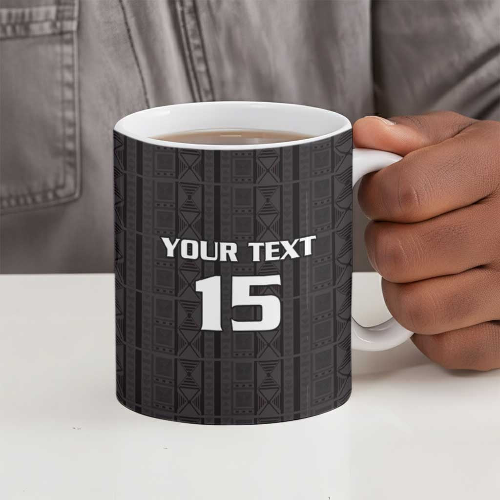 Custom Malawi Football Ceramic Mug Come On Flames - Black
