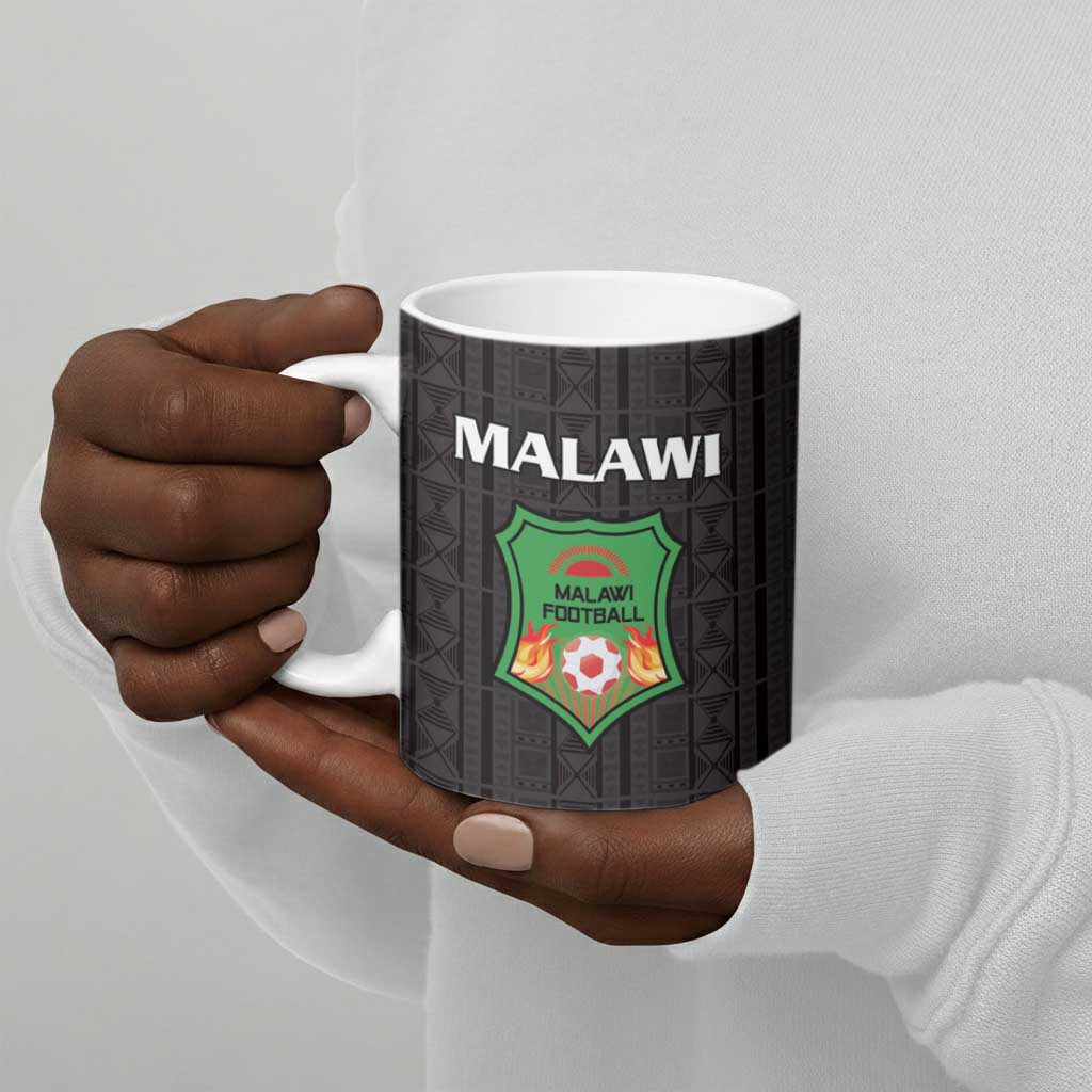 Custom Malawi Football Ceramic Mug Come On Flames - Black