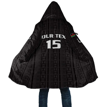 Custom Malawi Football Cloak Come On Flames - Black