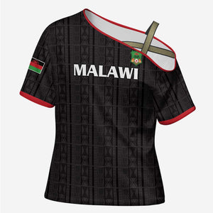 Custom Malawi Football Cross Shoulder Shirt Come On Flames - Black