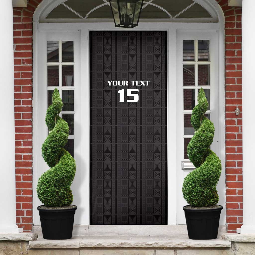 Custom Malawi Football Door Cover Come On Flames - Black
