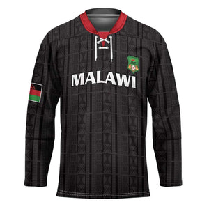 Custom Malawi Football Hockey Jersey Come On Flames - Black