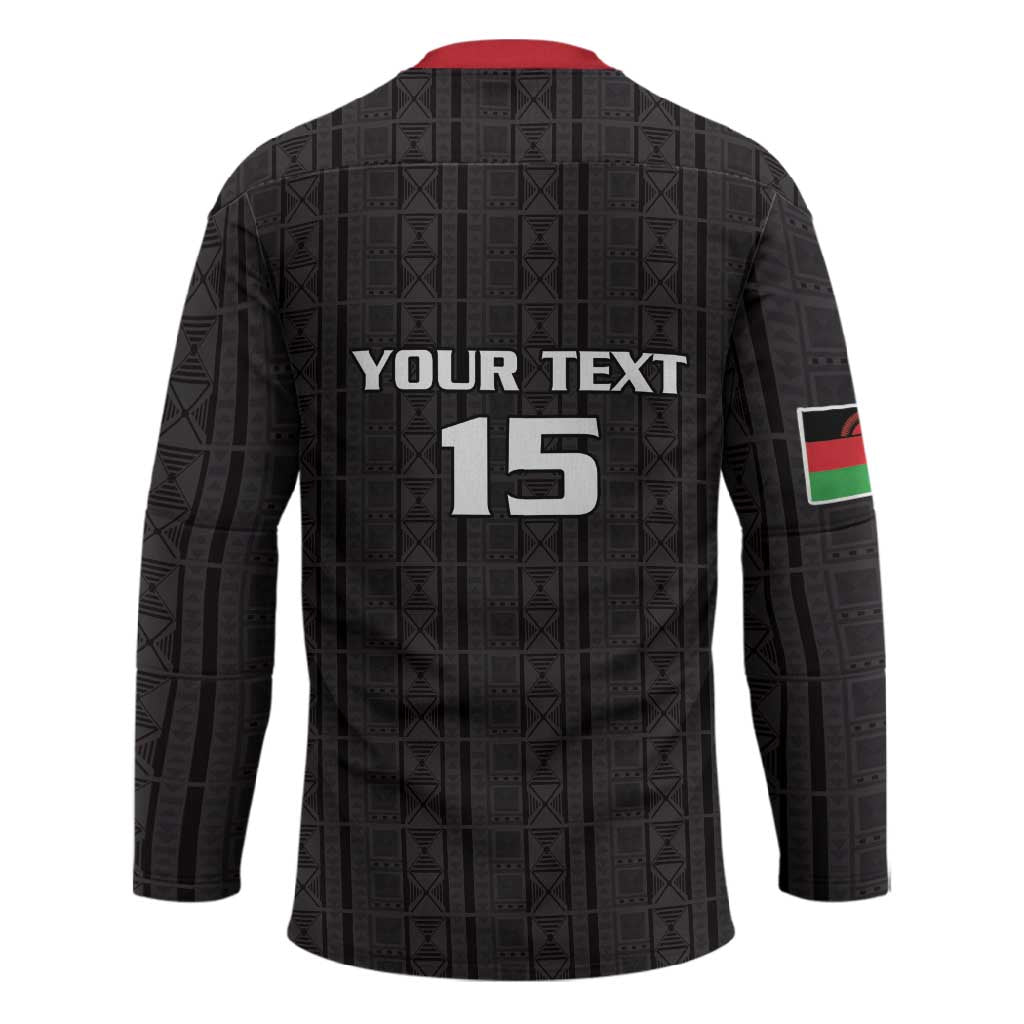 Custom Malawi Football Hockey Jersey Come On Flames - Black