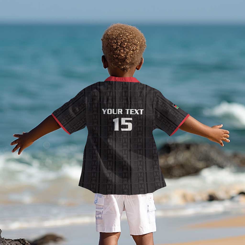 Custom Malawi Football Kid Hawaiian Shirt Go Champions - Black - African Pride
