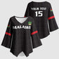 Custom Malawi Football Kimono Sleeve Blouse Come On Flames - Black