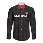 Custom Malawi Football Long Sleeve Button Shirt Go Champions - Black - African Pride