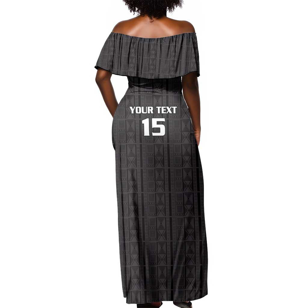 Custom Malawi Football Off Shoulder Maxi Dress Go Champions - Black - African Pride