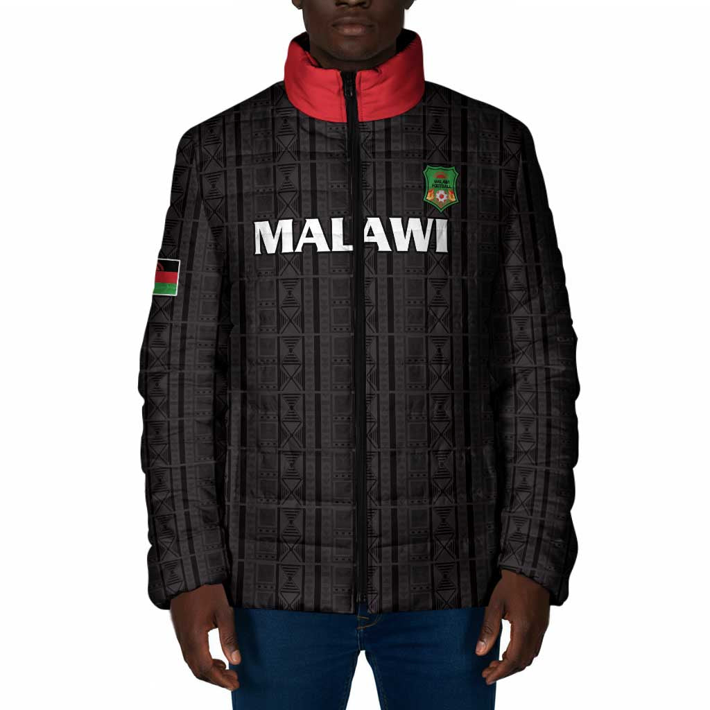 Custom Malawi Football Padded Jacket Come On Flames - Black