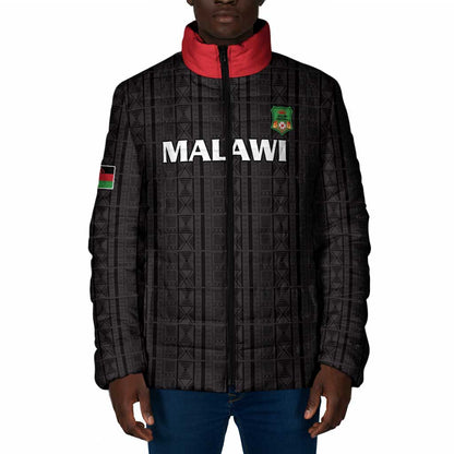 Custom Malawi Football Padded Jacket Come On Flames - Black