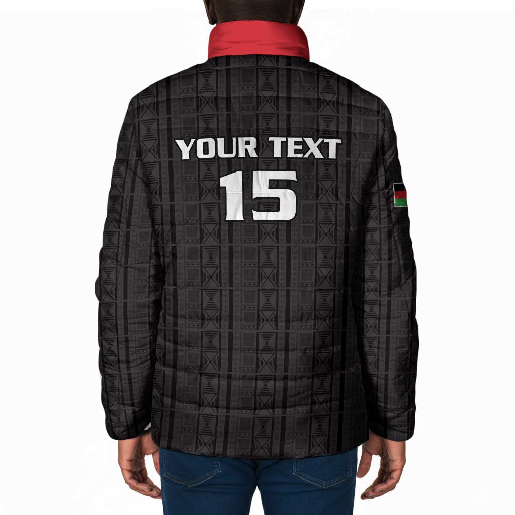 Custom Malawi Football Padded Jacket Come On Flames - Black