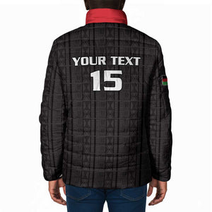 Custom Malawi Football Padded Jacket Come On Flames - Black