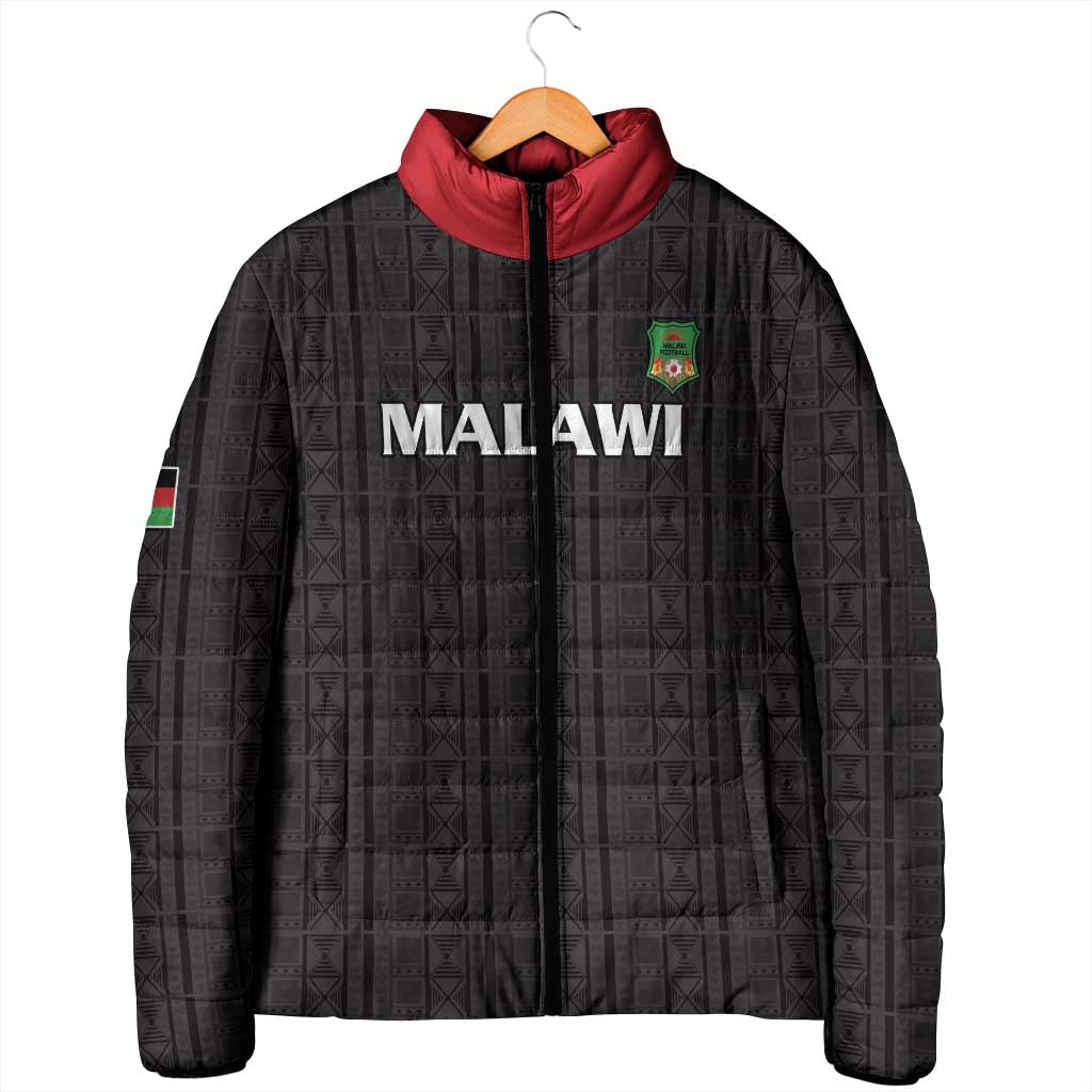 Custom Malawi Football Padded Jacket Come On Flames - Black