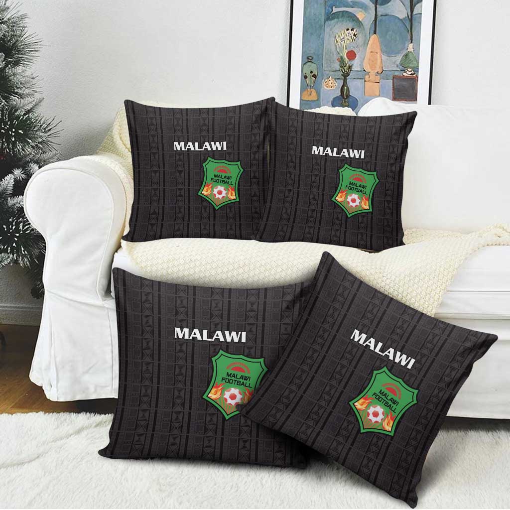 Malawi Football Pillow Cover Come On Flames - Black