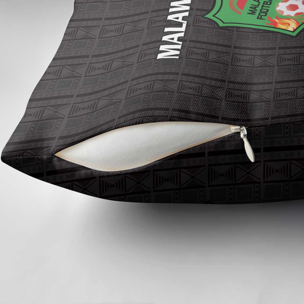 Malawi Football Pillow Cover Come On Flames - Black