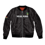 Custom Malawi Football Sleeve Zip Bomber Jacket Go Champions - Black - African Pride