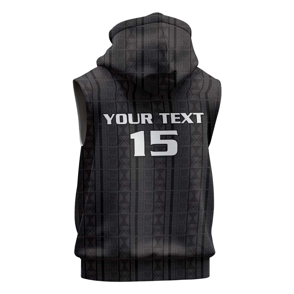 Custom Malawi Football Sleeveless Hoodie Go Champions - Black - African Pride