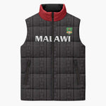 Custom Malawi Football Sleeveless Puffer Jacket Come On Flames - Black