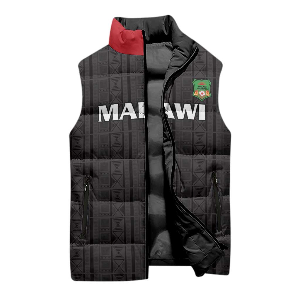 Custom Malawi Football Sleeveless Puffer Jacket Come On Flames - Black