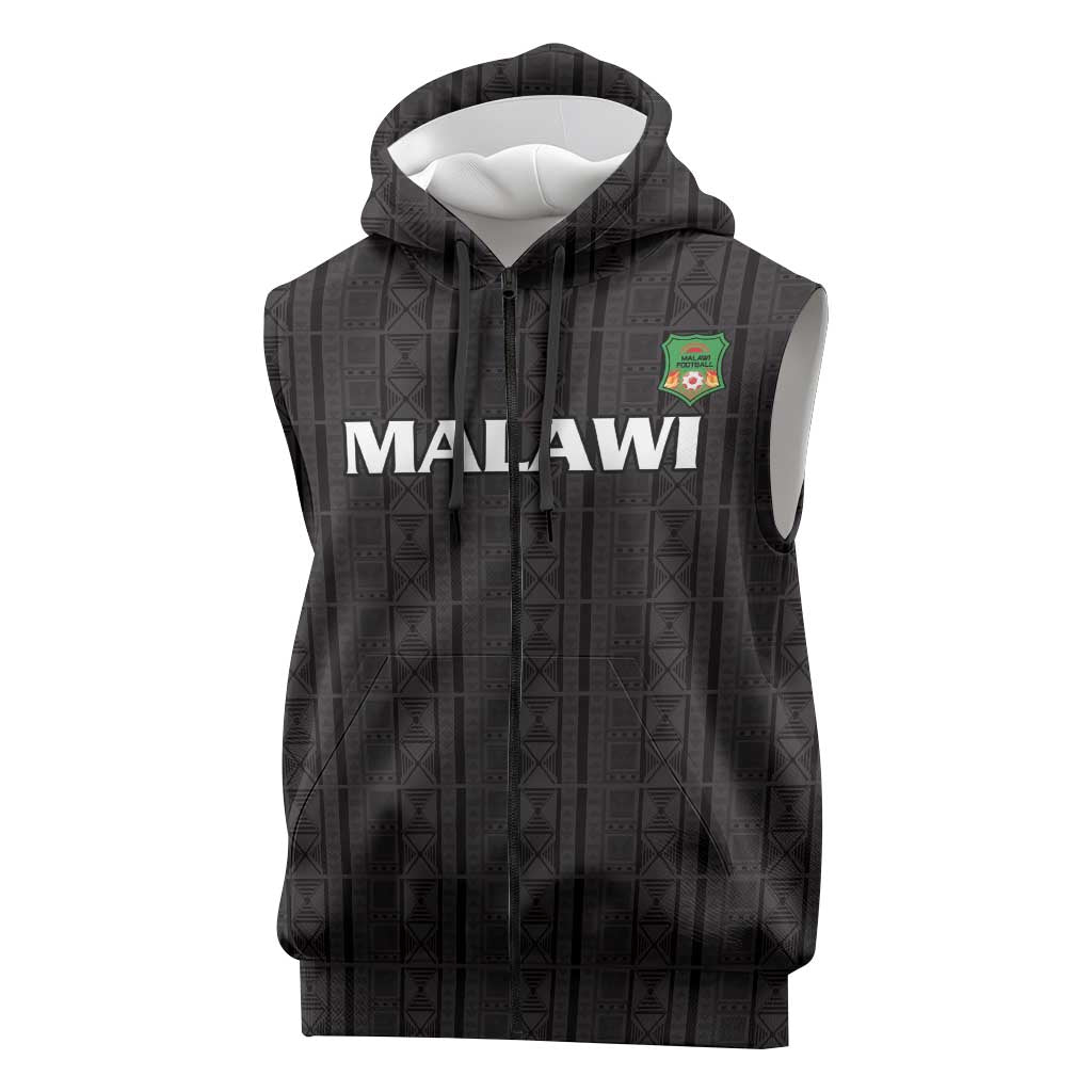 Custom Malawi Football Sleeveless Zip Hoodie Go Champions - Black - African Pride