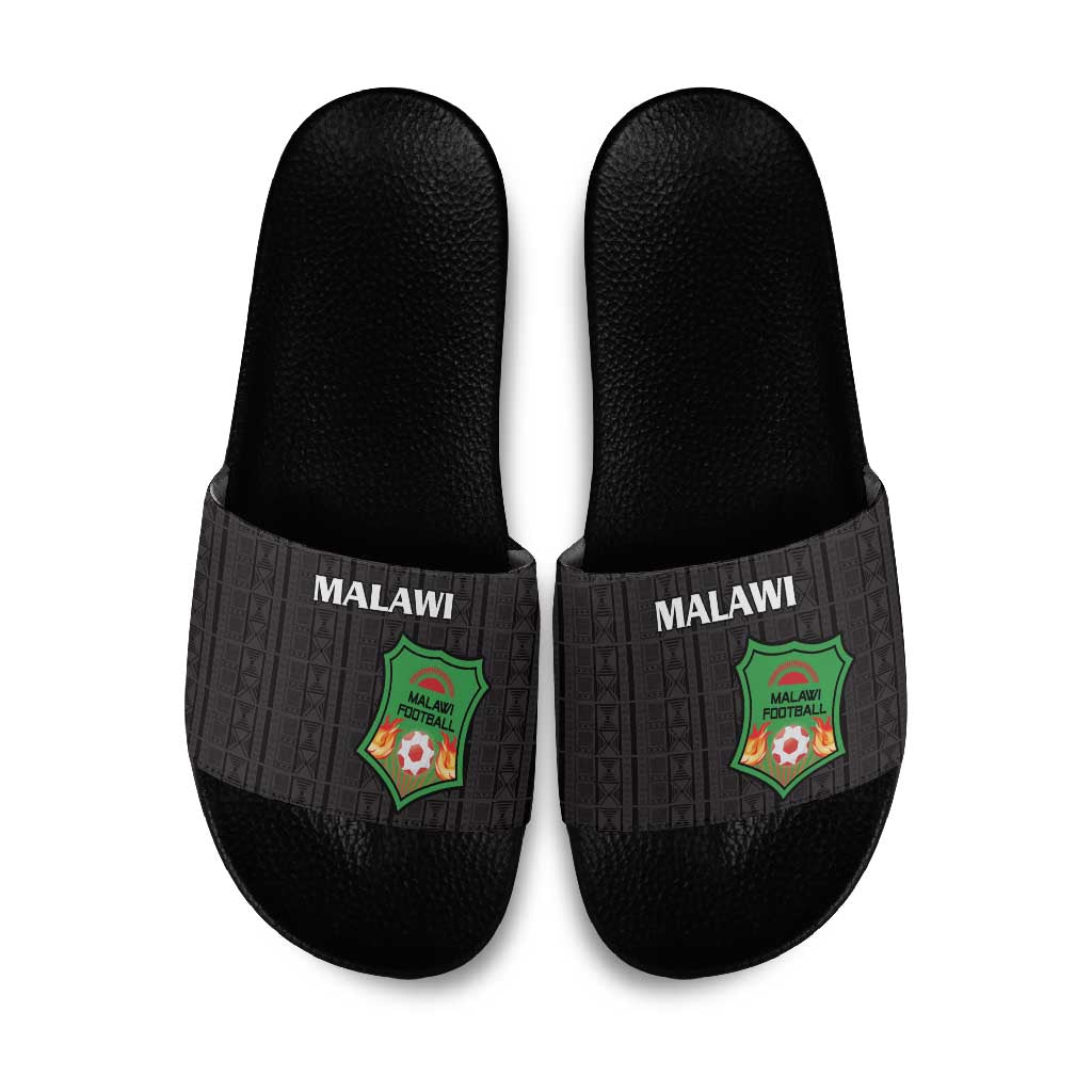 Malawi Football Slide Sandals Come On Flames - Black