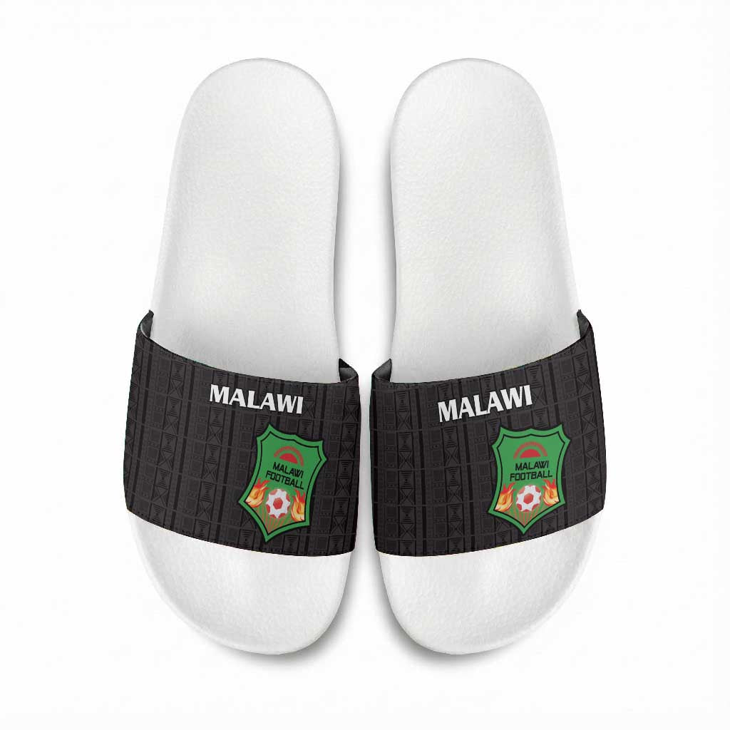 Malawi Football Slide Sandals Come On Flames - Black