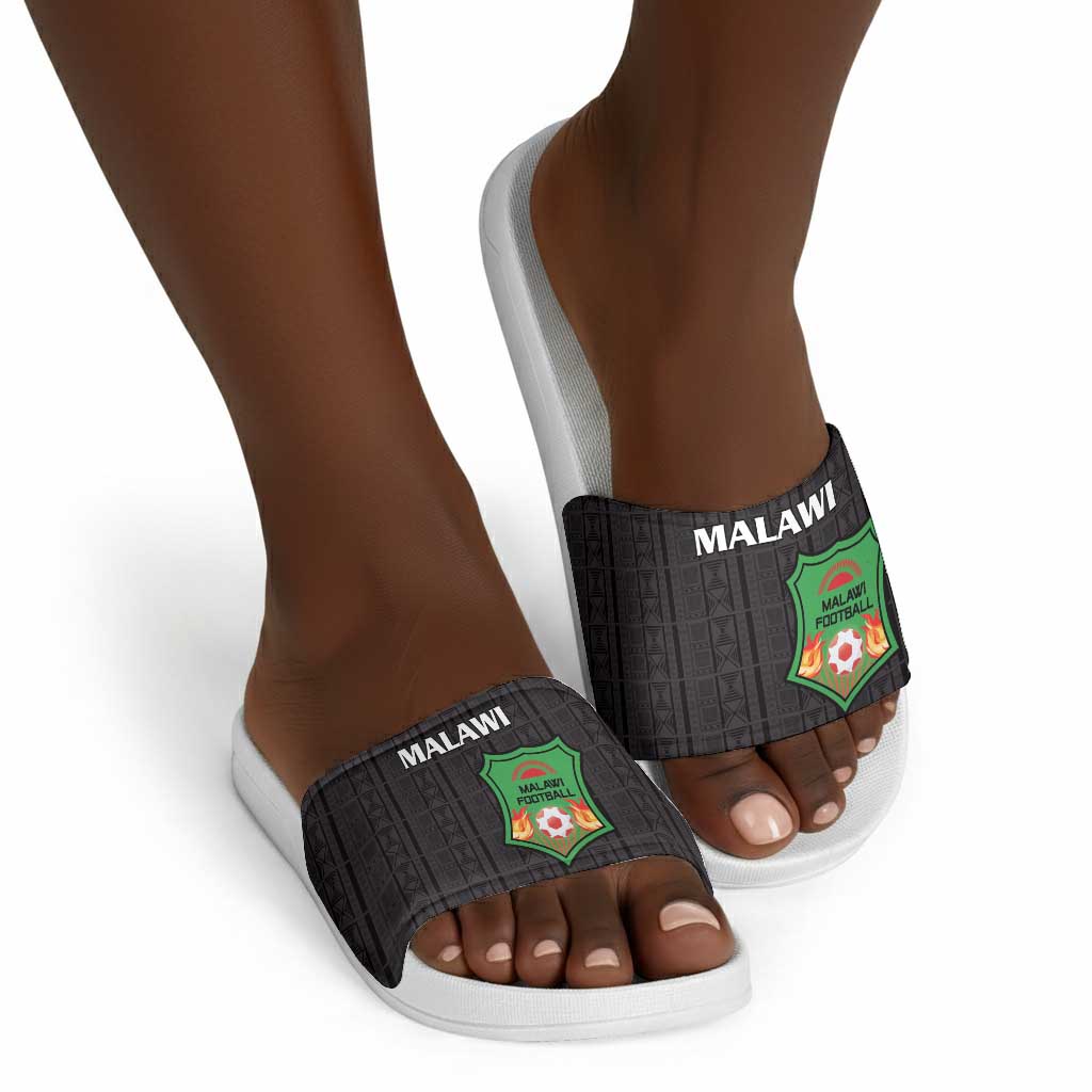 Malawi Football Slide Sandals Come On Flames - Black