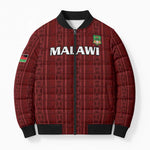 Custom Malawi Football Bomber Puffer Jacket Come On Flames - Red