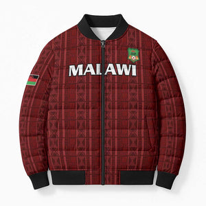 Custom Malawi Football Bomber Puffer Jacket Come On Flames - Red
