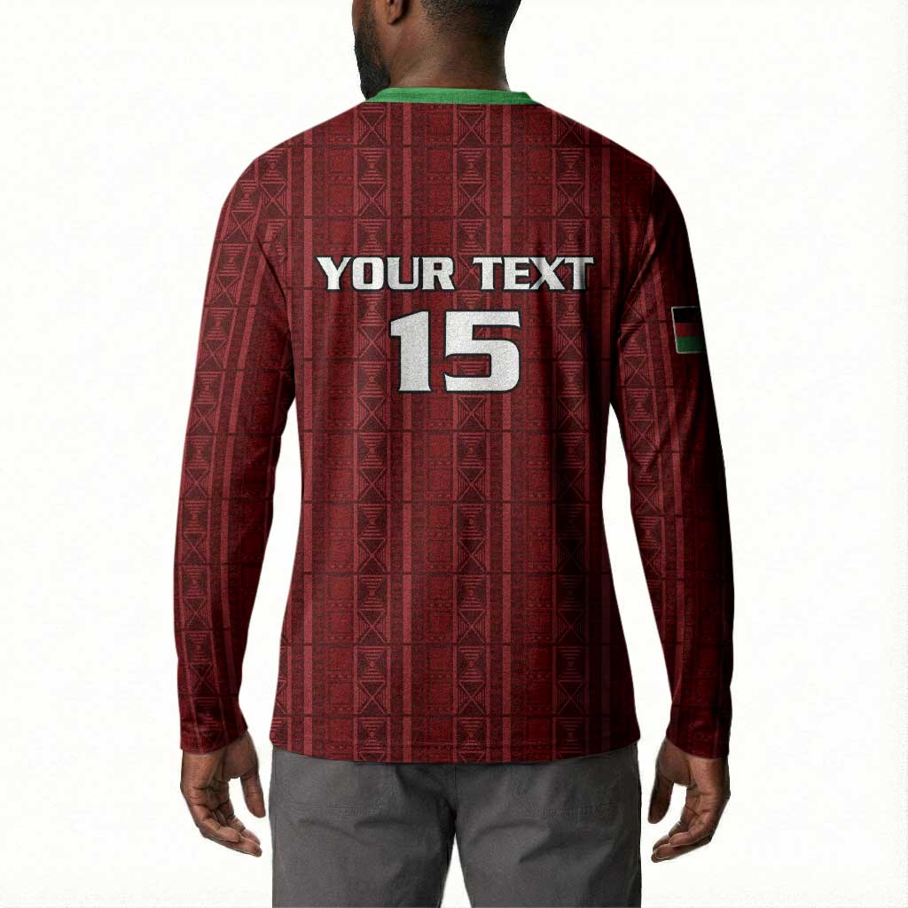 Custom Malawi Football Button Sweatshirt Come On Flames - Red