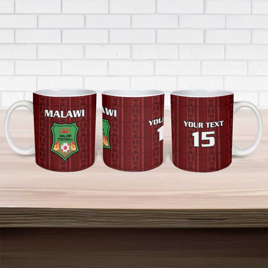 Custom Malawi Football Ceramic Mug Come On Flames - Red