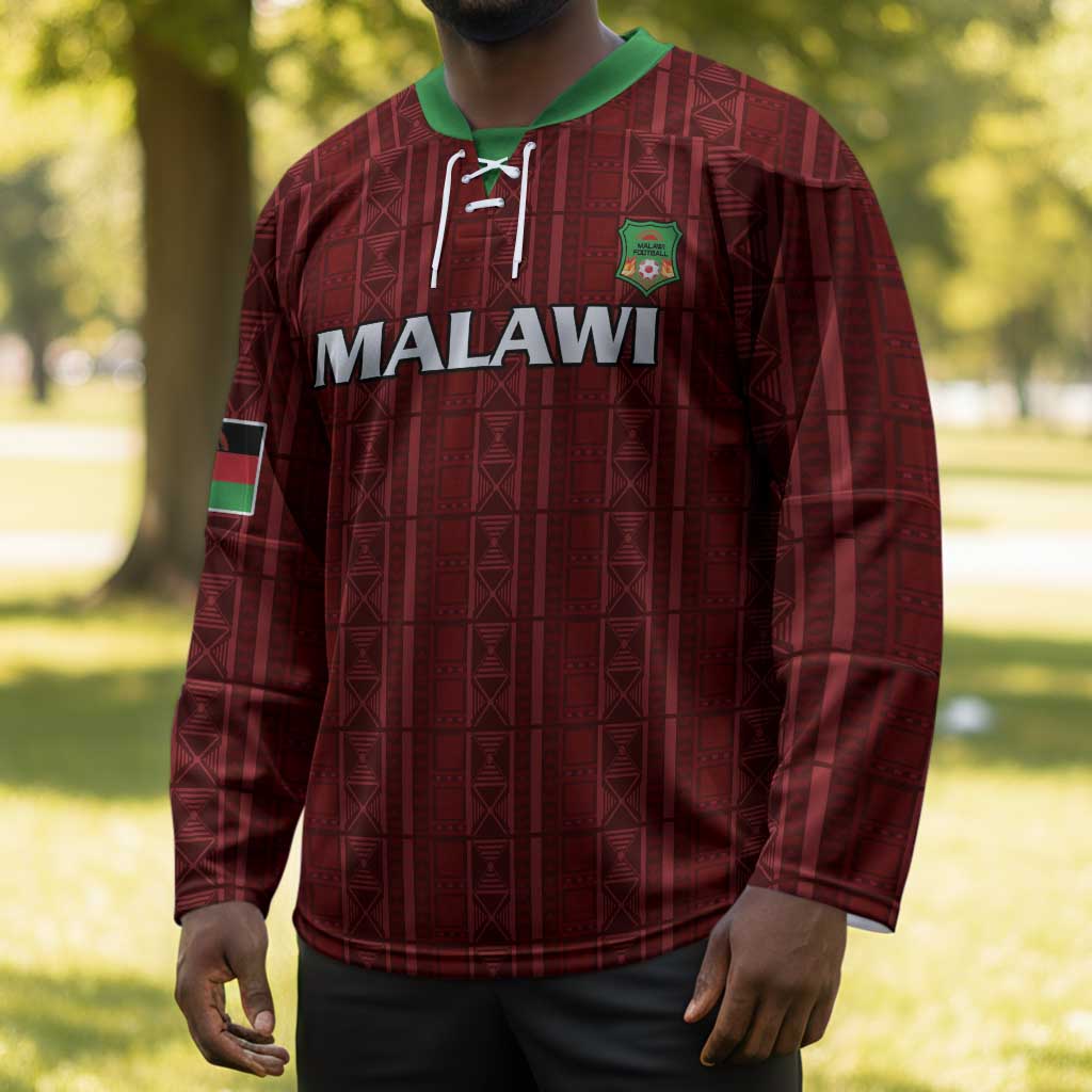 Custom Malawi Football Hockey Jersey Come On Flames - Red