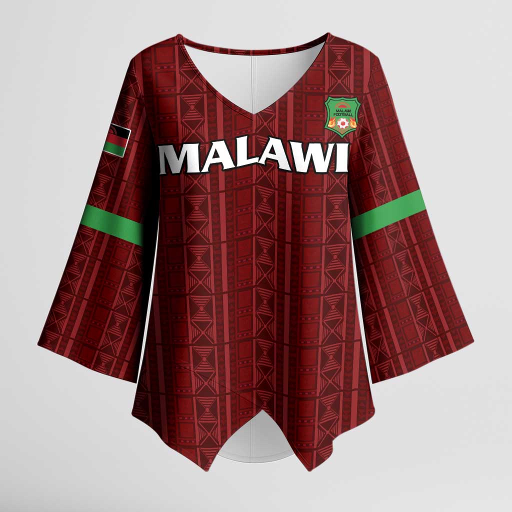 Custom Malawi Football Kimono Sleeve Blouse Come On Flames - Red