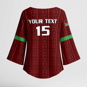 Custom Malawi Football Kimono Sleeve Blouse Come On Flames - Red