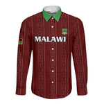 Custom Malawi Football Long Sleeve Button Shirt Go Champions - Red - African Pride