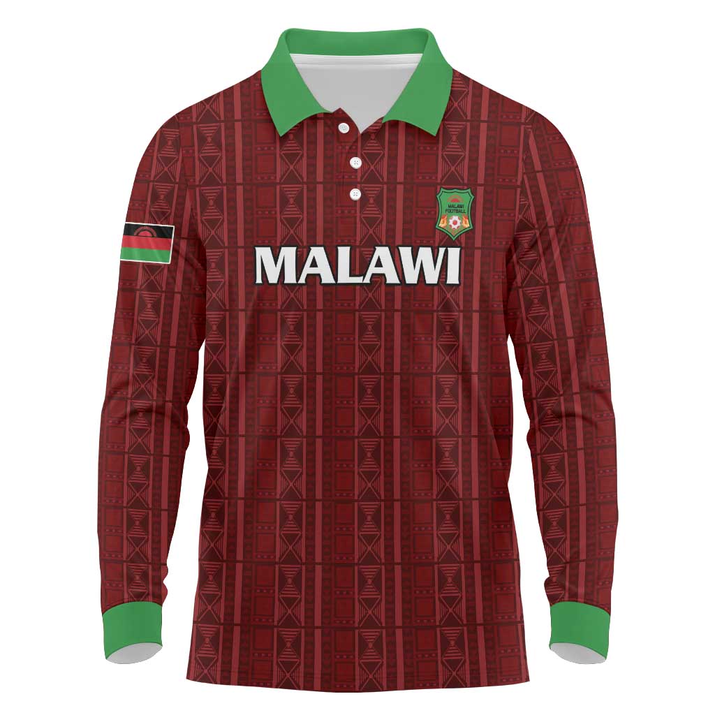 Custom Malawi Football Long Sleeve Polo Shirt Go Champions - Red - African Pride