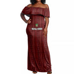 Custom Malawi Football Off Shoulder Maxi Dress Go Champions - Red - African Pride
