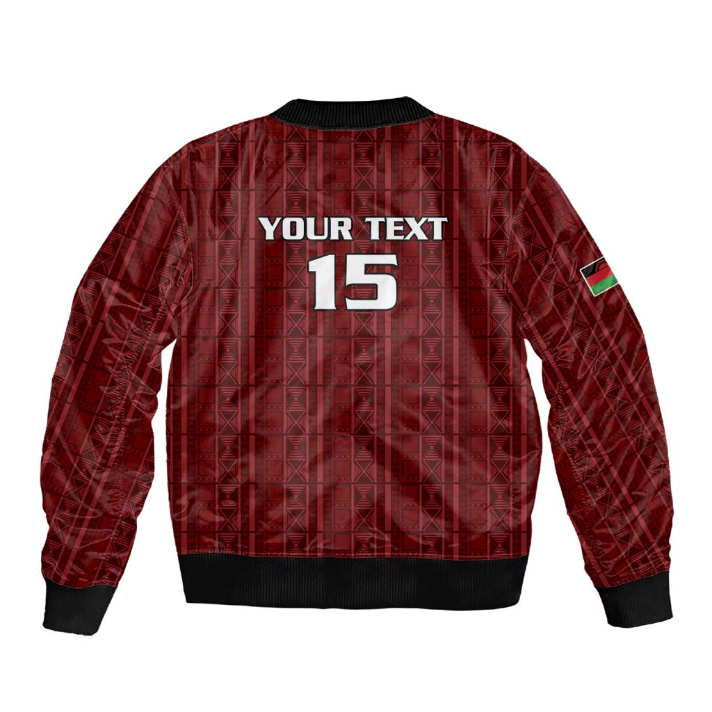 Custom Malawi Football Sleeve Zip Bomber Jacket Go Champions - Red - African Pride