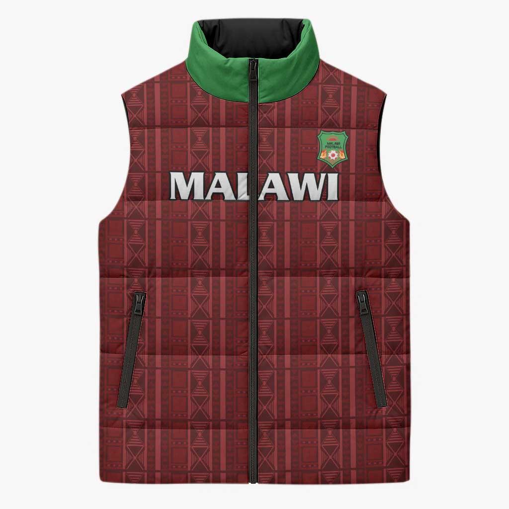 Custom Malawi Football Sleeveless Puffer Jacket Come On Flames - Red
