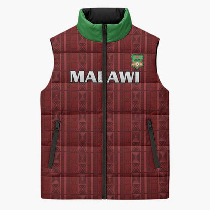 Custom Malawi Football Sleeveless Puffer Jacket Come On Flames - Red
