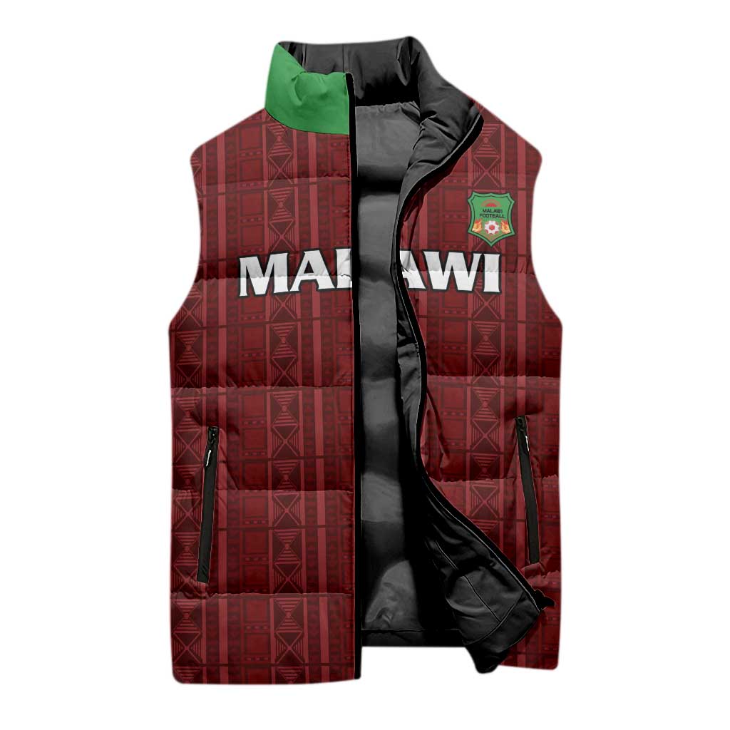 Custom Malawi Football Sleeveless Puffer Jacket Come On Flames - Red