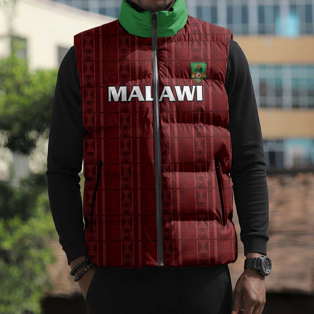 Custom Malawi Football Sleeveless Puffer Jacket Come On Flames - Red