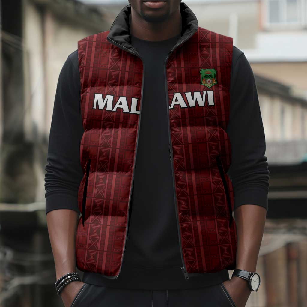 Custom Malawi Football Sleeveless Puffer Jacket Come On Flames - Red